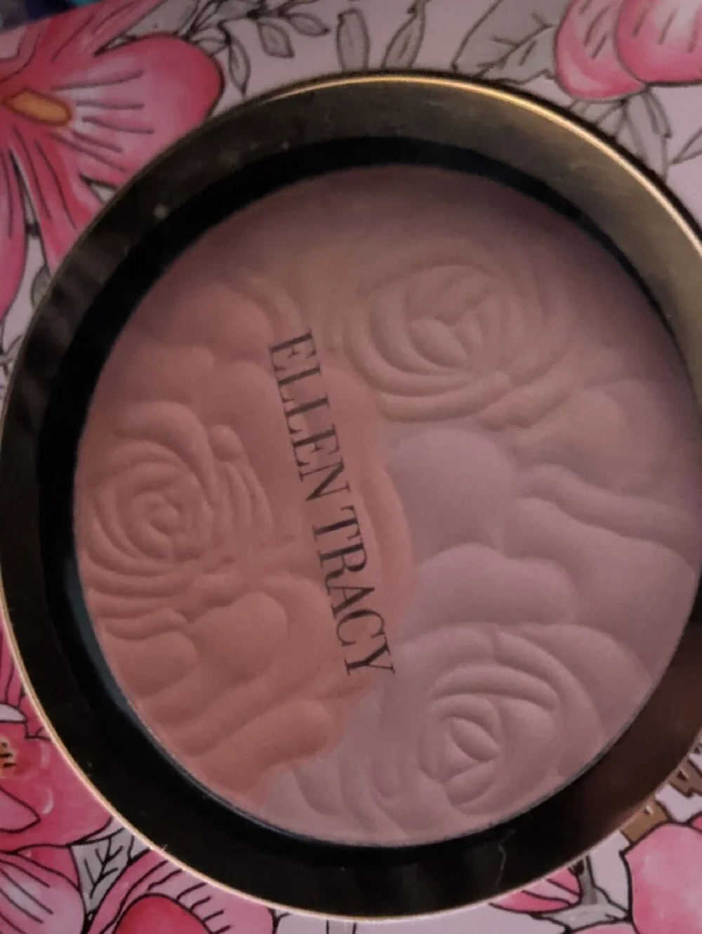 Ellen Tracy Rose Blush Compact - Pink & Rosewood Duo
